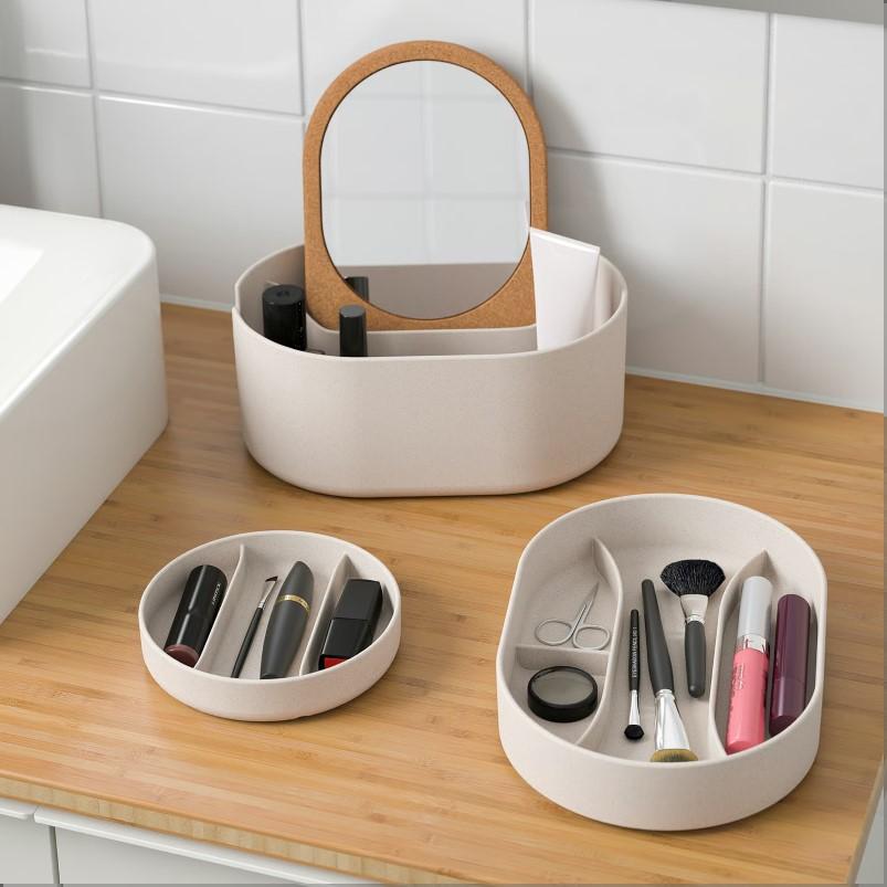 SAXBORGA サクスボルガ 収納ボックス ミラーのふた付き - プラスチック コルク 24x17cm
