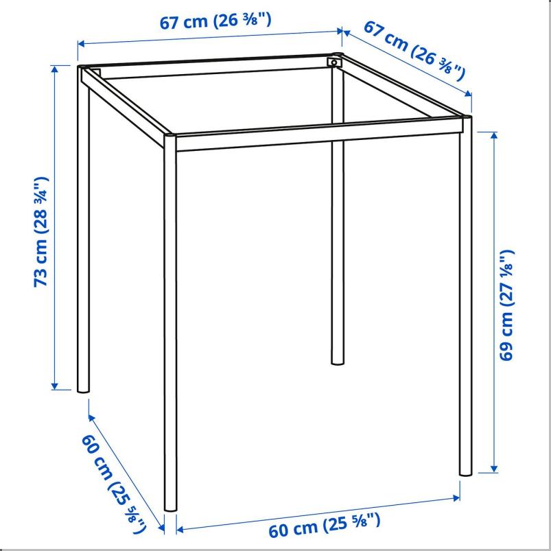 SANDSBERG サンドスベリ 下部フレーム 天板用 - ブラック 67x67x73cm