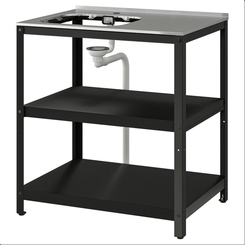 GRILLSKAR グリルシェール シンク用ユニット - ブラック/ステンレススチール 屋外用 86x61cm