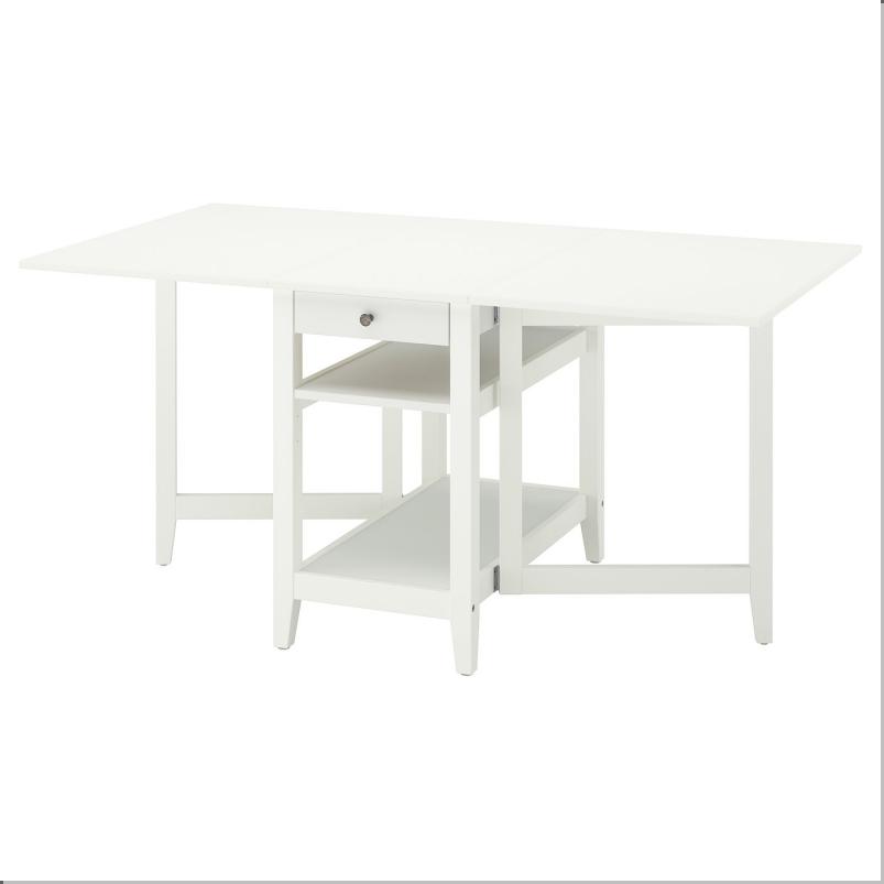 NASINGE ネースィンゲ ゲートレッグテーブル 収納付き - ホワイト 48/104/159x85cm