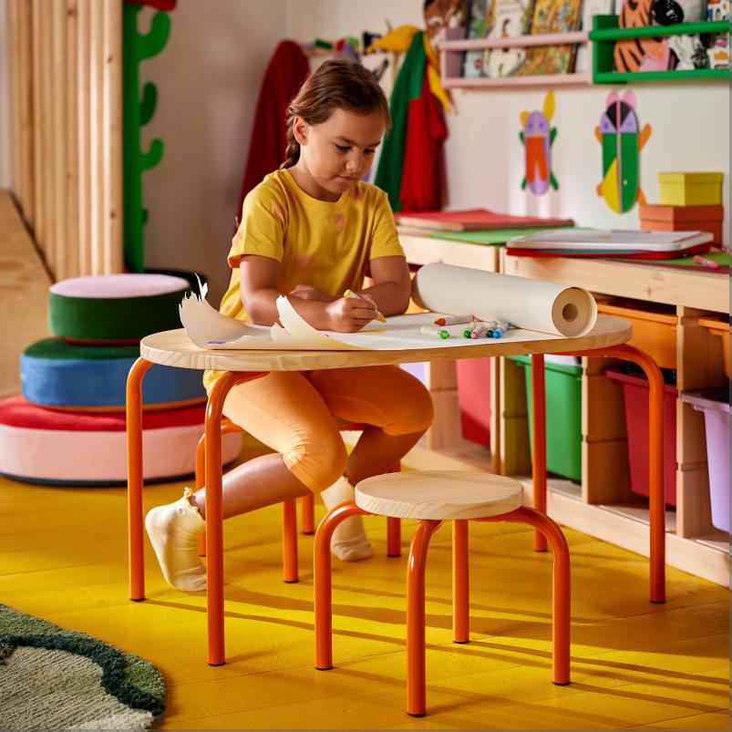 GREJSIMOJS グレイシモイス 子ども用テーブル - 木製/オレンジ 84x42cm