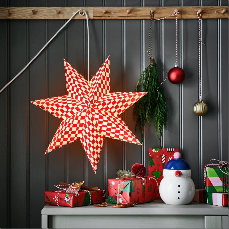 STRALA ストローラ ランプシェード - レッド/ホワイト 48cm