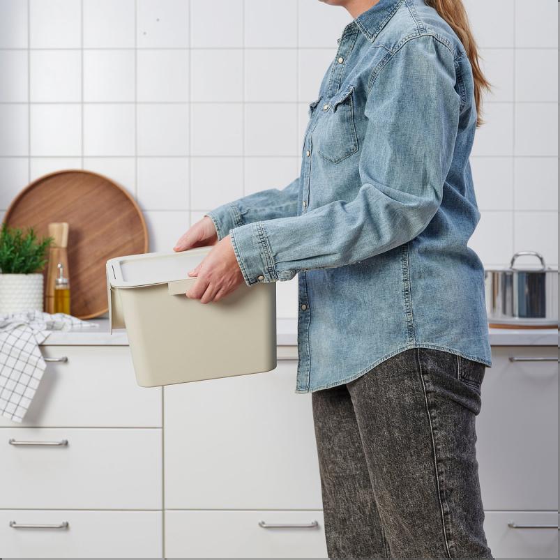 TROSKNING トロスクニング ふた付き容器 - ライトベージュ 12L