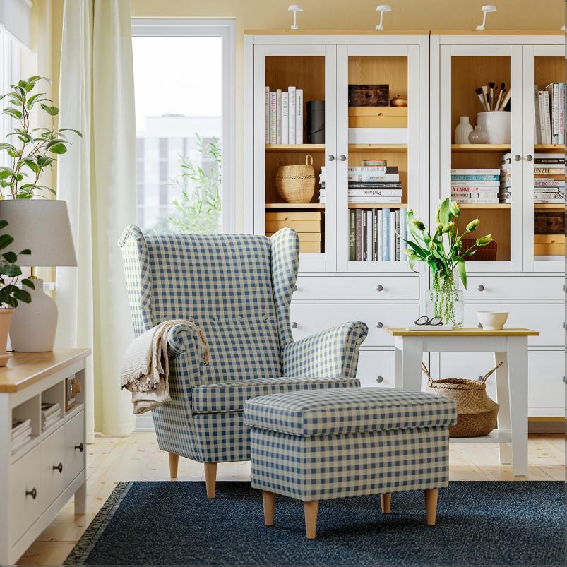 STRANDMON ストランドモン オットマン 収納付き - スルヴィーケン ブルー/ベージュ