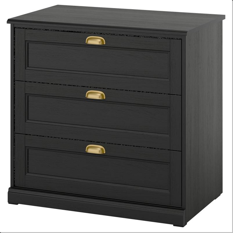 FAGELFJALLET フォーゲルフィェレット チェスト(引き出し×3) - ブラック オーク調 82x51x78cm