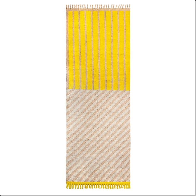MAVINN メーヴィン ラグ 平織り - イエロー/ストライプ模様 70x200cm