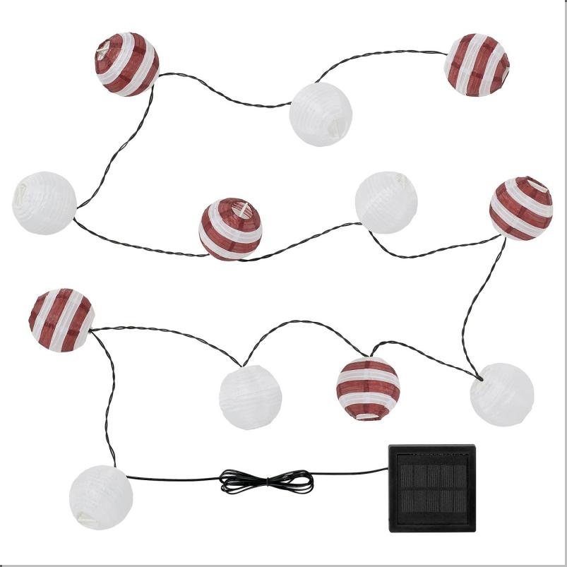 SOLVINDEN ソルヴィンデン LEDライトチェーン 全12球 - 太陽電池式 屋外用/レッド ストライプ