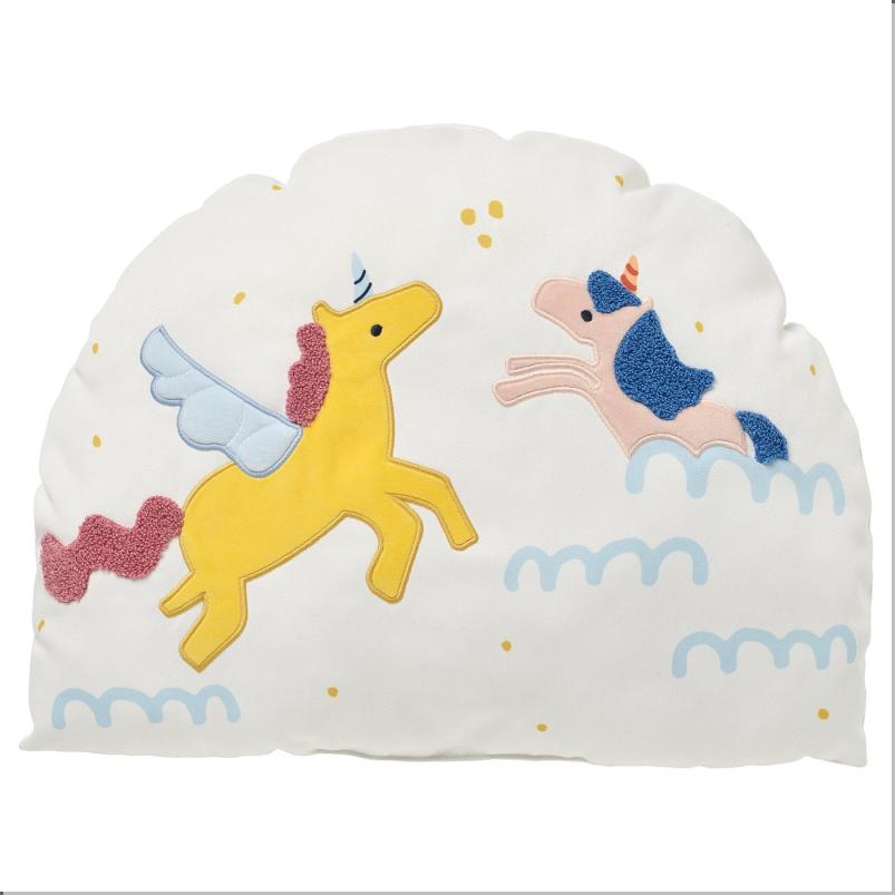 BARNDROM バーンドローム クッション - ホワイト/ユニコーン レインボー