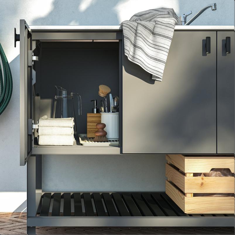 BATSKAR ボートシェール シンク用ユニット - 屋外用/ダークグレー 120x60cm