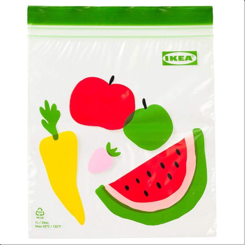 ISTAD イースタード フリーザーバッグ - 果物/野菜 模様 グリーン 1L