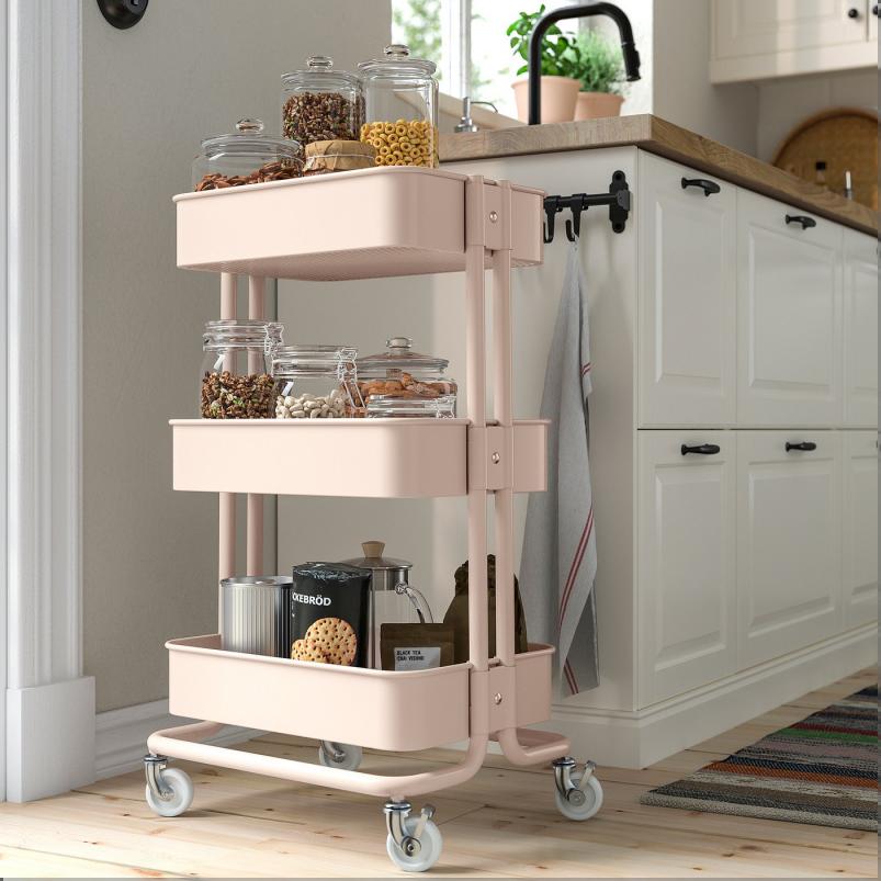 RÅSKOG ロースコグ ワゴン - ピンク 35x45x77 cm