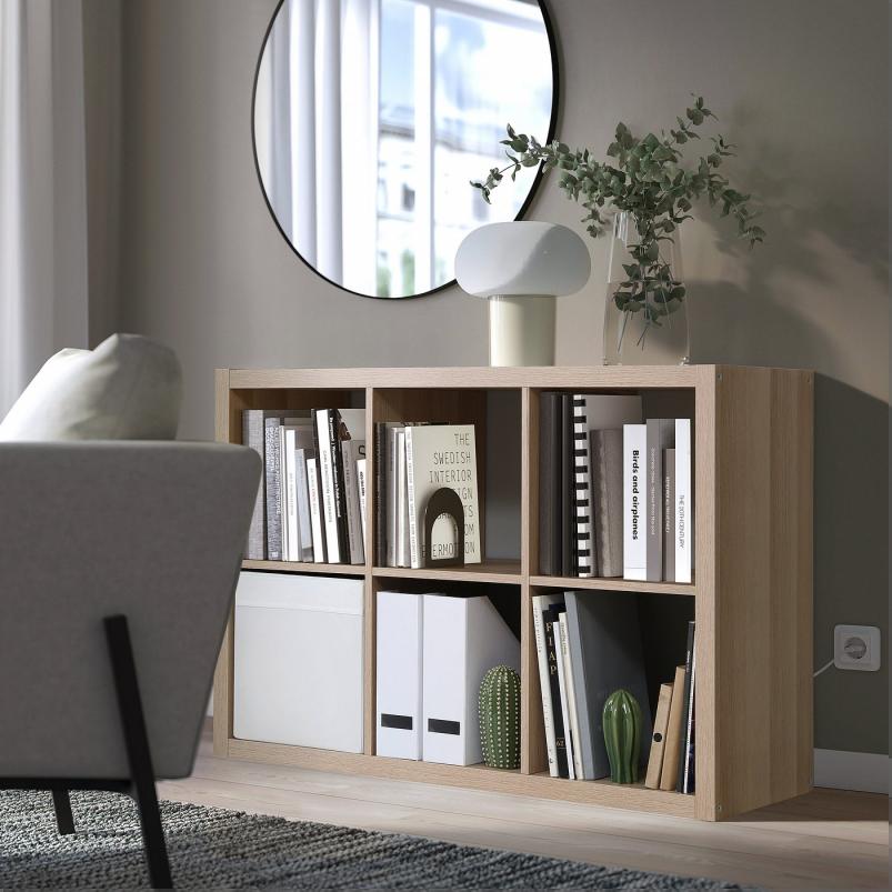 KALLAX カラックス シェルフユニット - ホワイトステインオーク調 77x112cm