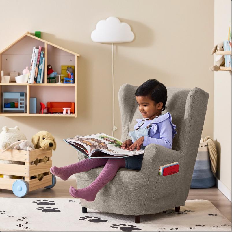 STRANDMON ストランドモン カバー 子ども用アームチェア用 - ティッブレビ ダークベージュ