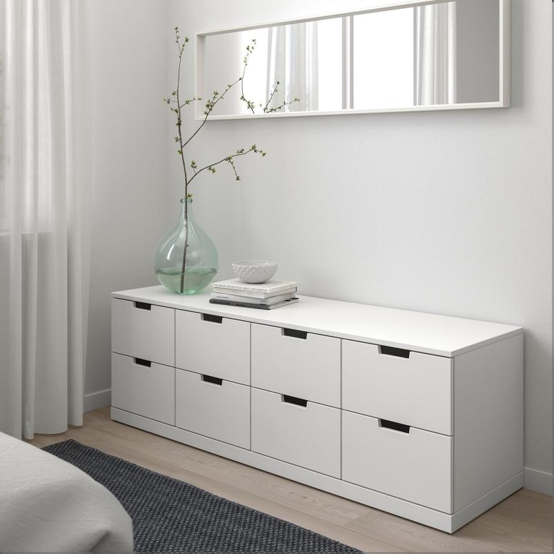 NORDLI ノールドリ チェスト（引き出し×8） - ホワイト 160x54cm