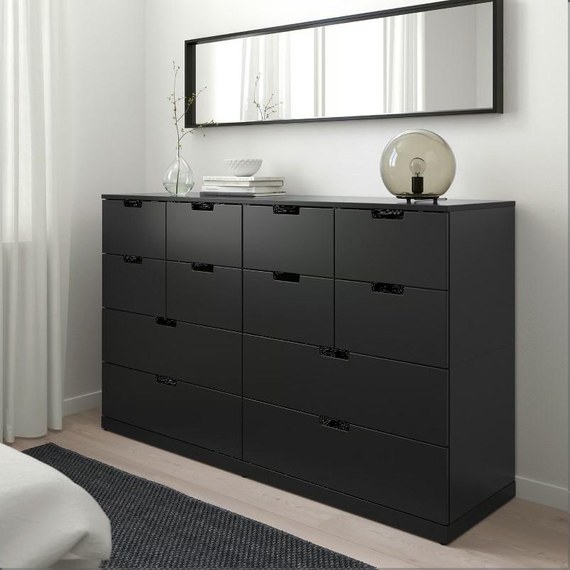 NORDLI ノールドリ チェスト（引き出し×12） - チャコール 160x99cm