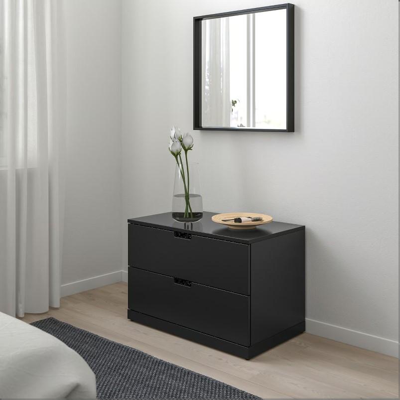 NORDLI ノールドリ チェスト（引き出し×2） - チャコール 80x54cm