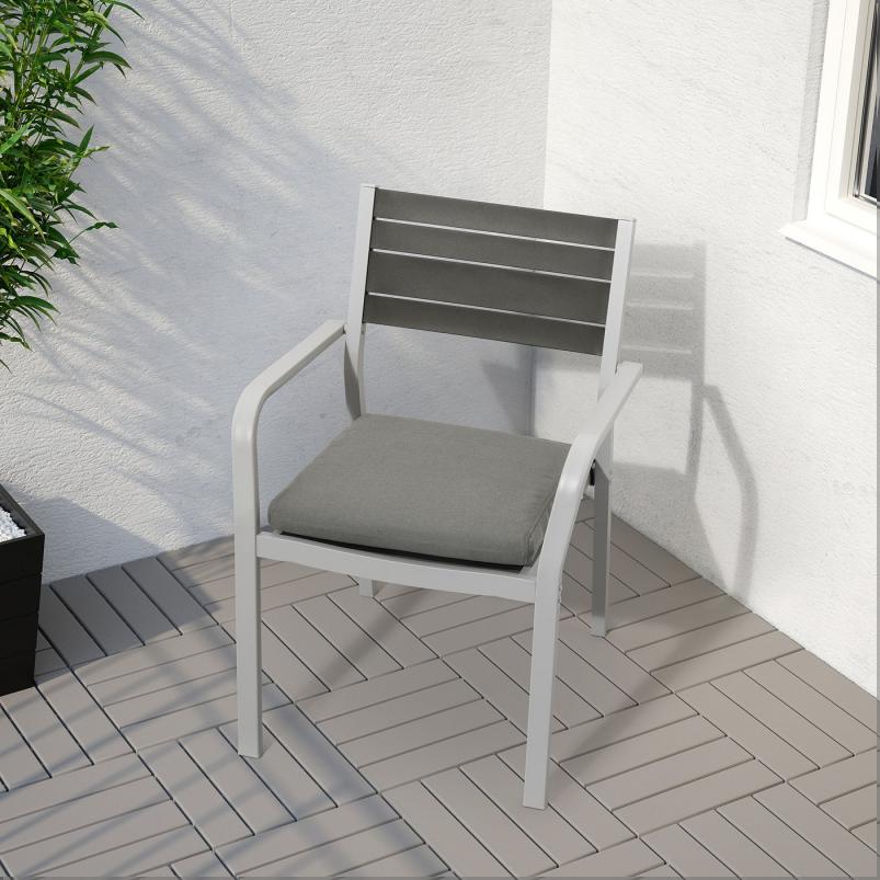 FROSON/DUVHOLMEN フローソーン/デューヴホルメン シートクッション 屋外用 - ダークグレー 44x44cm