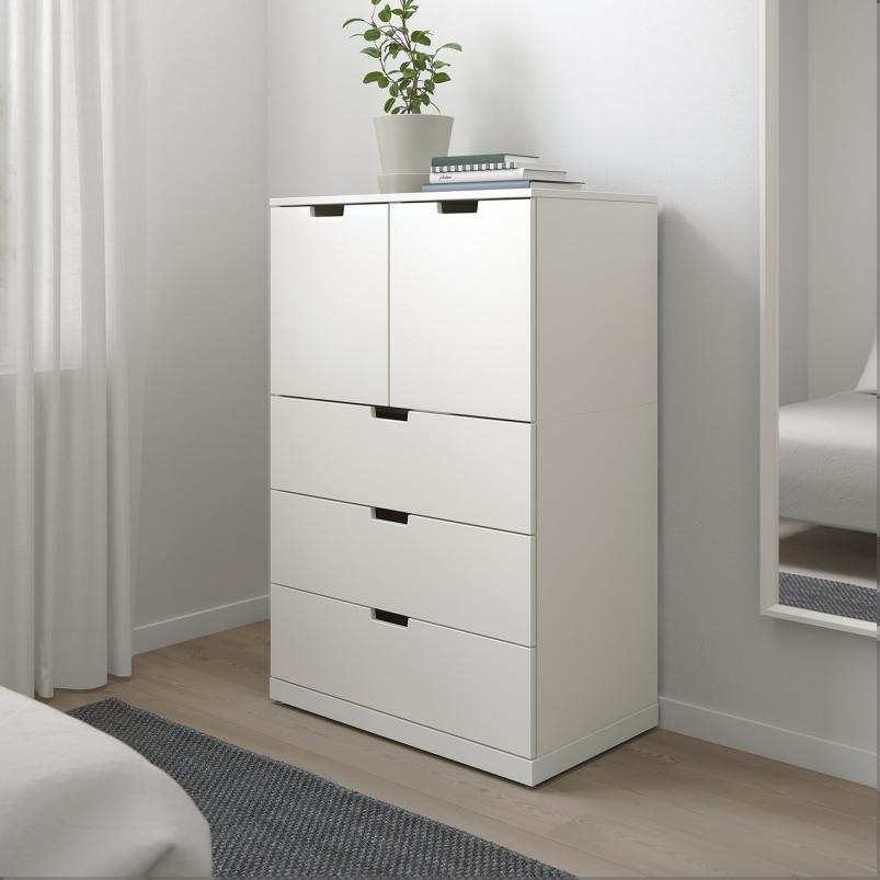 NORDLI ノールドリ チェスト（引き出し×5） - ホワイト 80x122cm