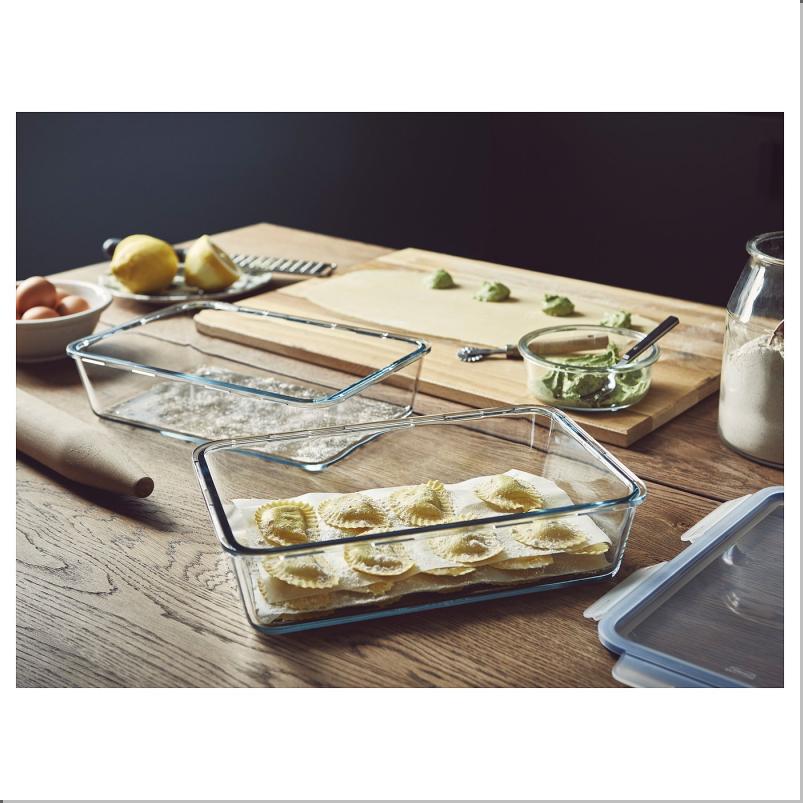 IKEA 365+ 保存容器 ふた付き - 長方形/ガラス プラスチック 3.1L
