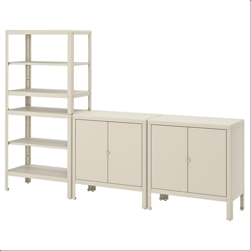 KOLBJORN コールビョーン シェルフユニット キャビネット2付き - ベージュ 161x37x161cm