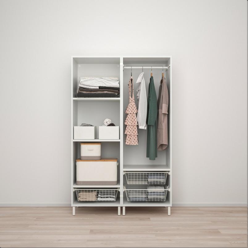 PLATSA プラッツァ ワードローブ 扉2枚付 - ホワイト/フォッネス ホワイト 120x57x191cm