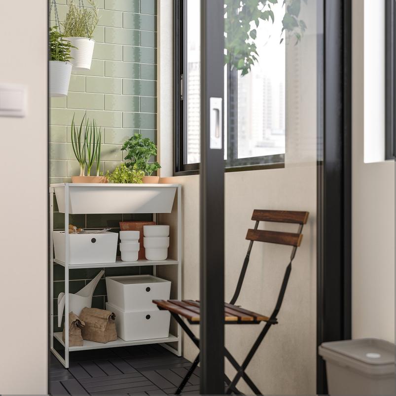 JOSTEIN ヨースタイン シェルフユニット 小物入れ付き - 室内/屋外用/メタル ホワイト 61x40x90cm