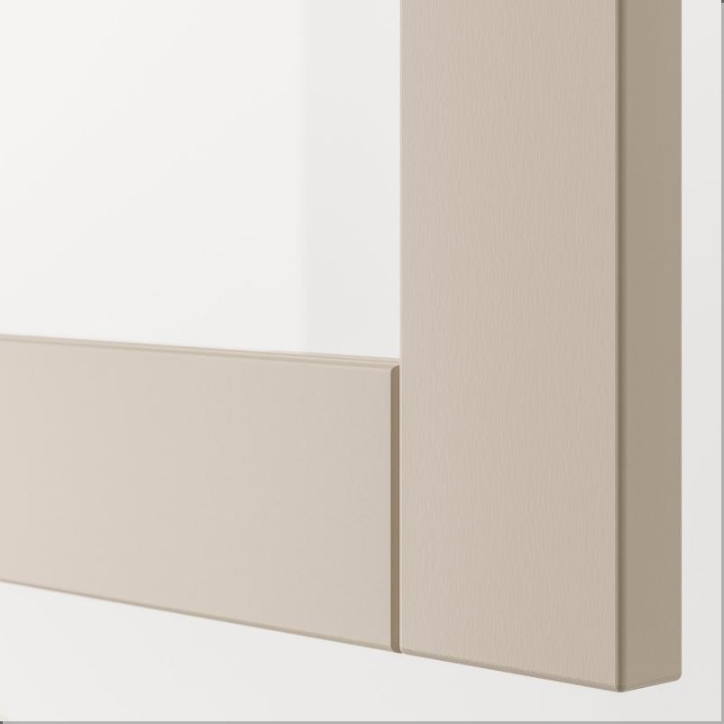 BESTA ベストー シェルフユニット 扉付 - ホワイト/シンドヴィーク ライトグレーベージュ 120x42x64cm