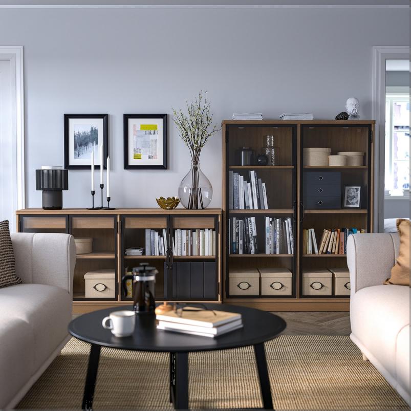LANESUND ラーネスンド 収納コンビネーション - グレーブラウン 282x47x152cm