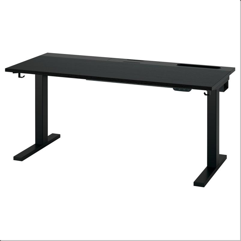 MITTZON ミッツォーン デスク 昇降式 - 100V ブラックステインアッシュ材突き板/ブラック 140x60cm