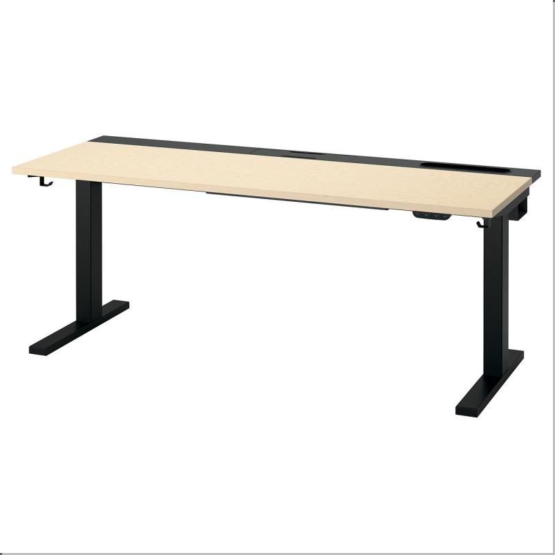 MITTZON ミッツォーン デスク 昇降式 - 100V バーチ材突き板/ブラック 160x60cm