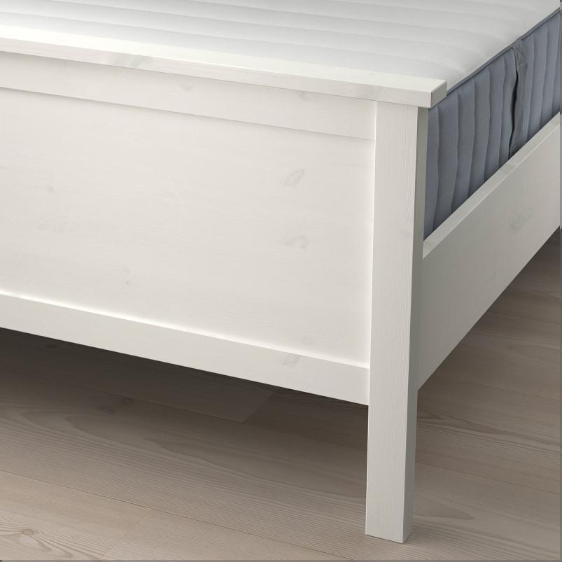 HEMNES ヘムネス ベッドフレーム マットレス付き - ホワイトステイン/ヴァレヴォーグ ふつう 120x200cm