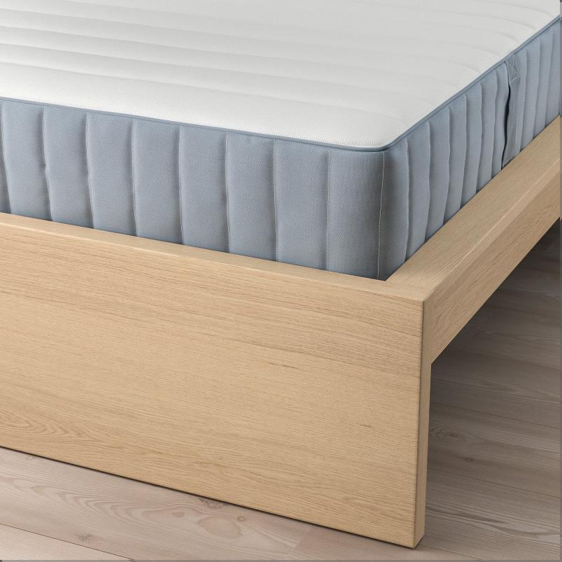 MALM マルム ベッドフレーム マットレス付き - ホワイトステインオーク材突き板/ヴァレヴォーグ ふつう 140x200cm