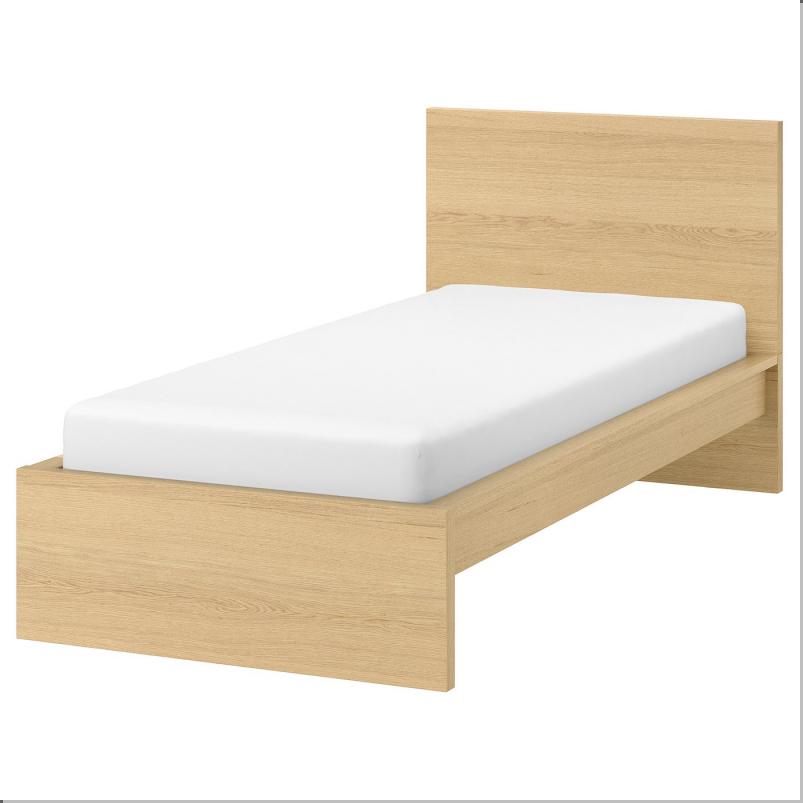 MALM マルム ベッドフレーム - ホワイトステインオーク材突き板/リルヘラン 90x200cm