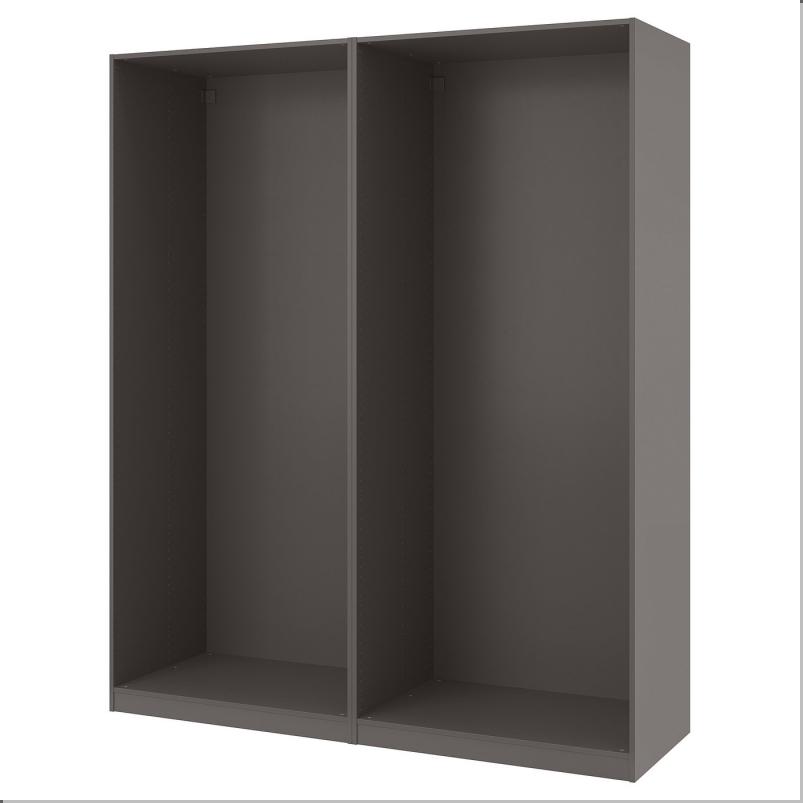 PAX パックス ワードローブフレーム2個セット - ダークグレー 200x58x236cm