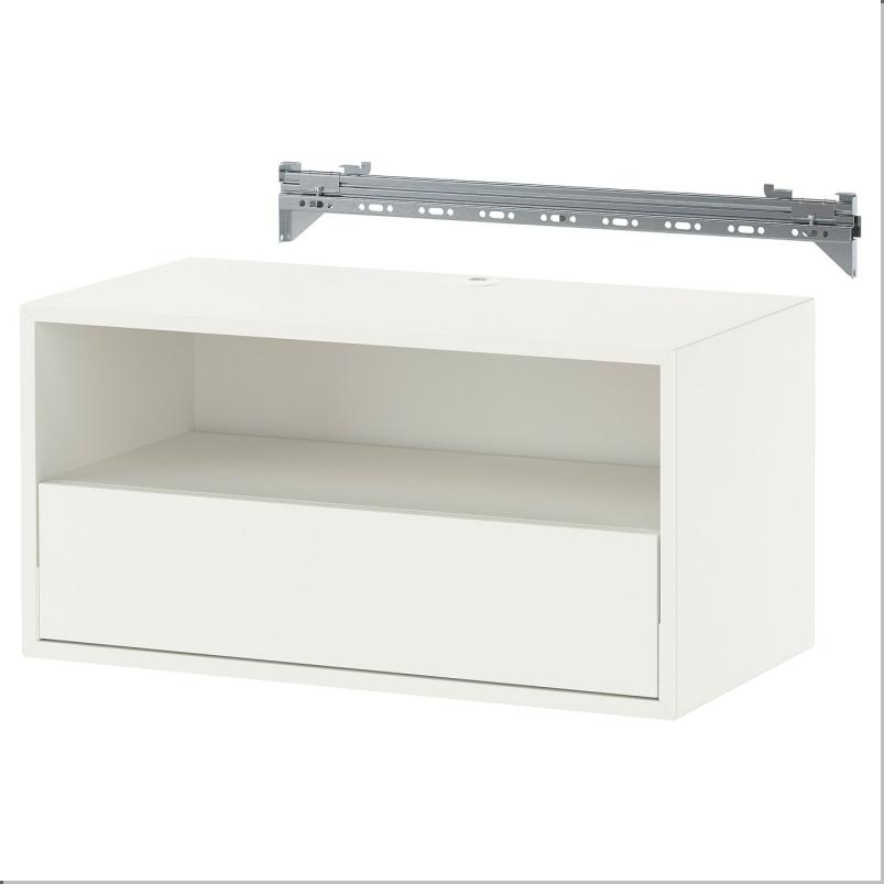 EKET エーケト 壁取り付け式メディアシェルフ レール付き - ホワイト 70x35x35cm