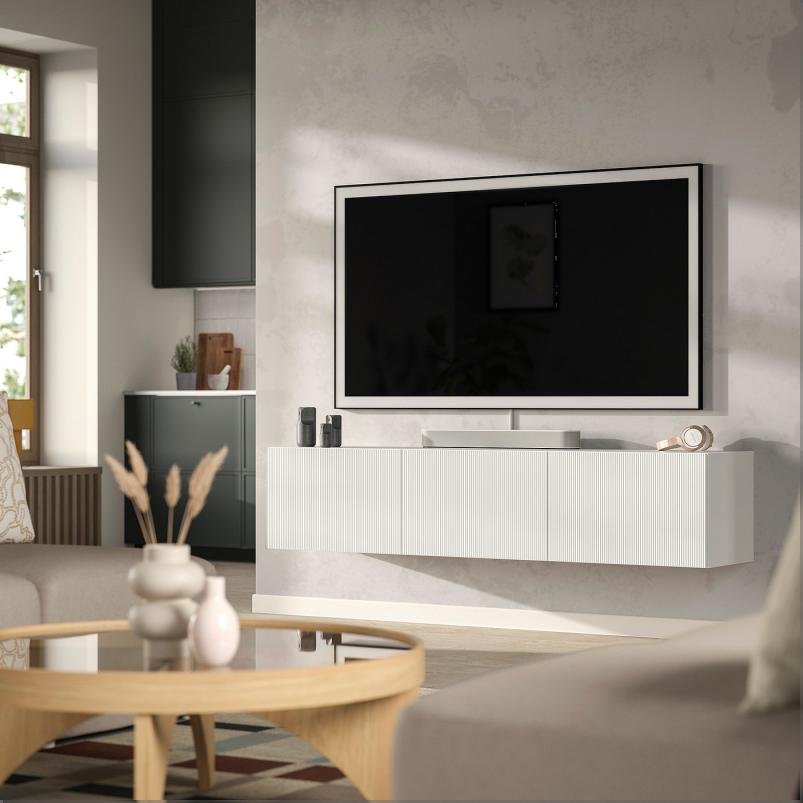 BESTÅ ベストー テレビ台 扉付き - ホワイト/フォーヴァルタレ ホワイト 180x42x38 cm