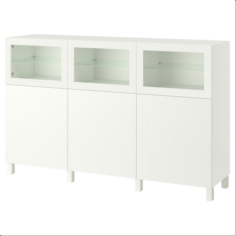 BESTÅ ベストー 収納コンビネーション 扉付 - ホワイト/フォーヴァルタレ ホワイト 180x42x112 cm