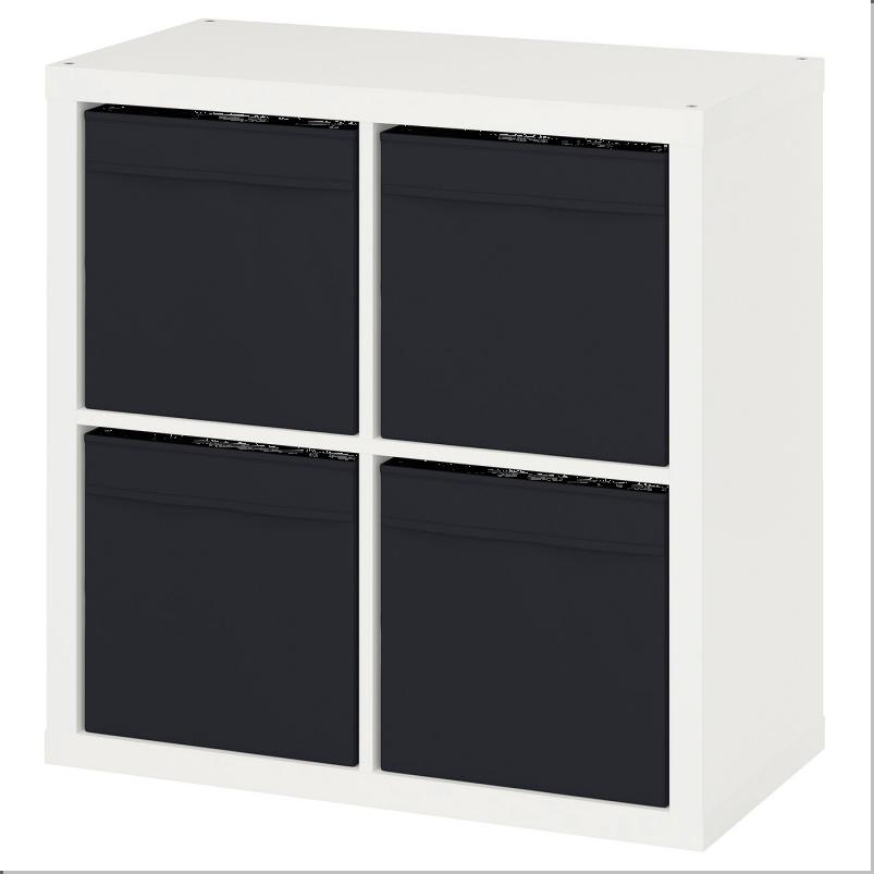 KALLAX カラックス シェルフユニット - ホワイト/ドローナ ブラック 77x39x77 cm