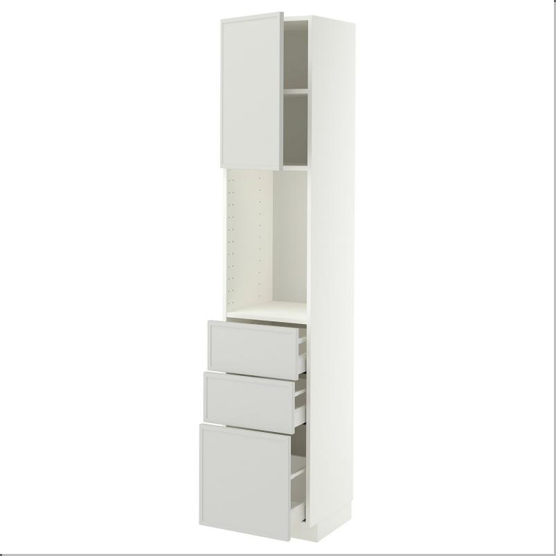 METOD メトード / MAXIMERA マキシメーラ ハイキャビネット 棚板/引き出し3個付き - ホワイト/アスプゥデン ライトグレー 40x41x200cm