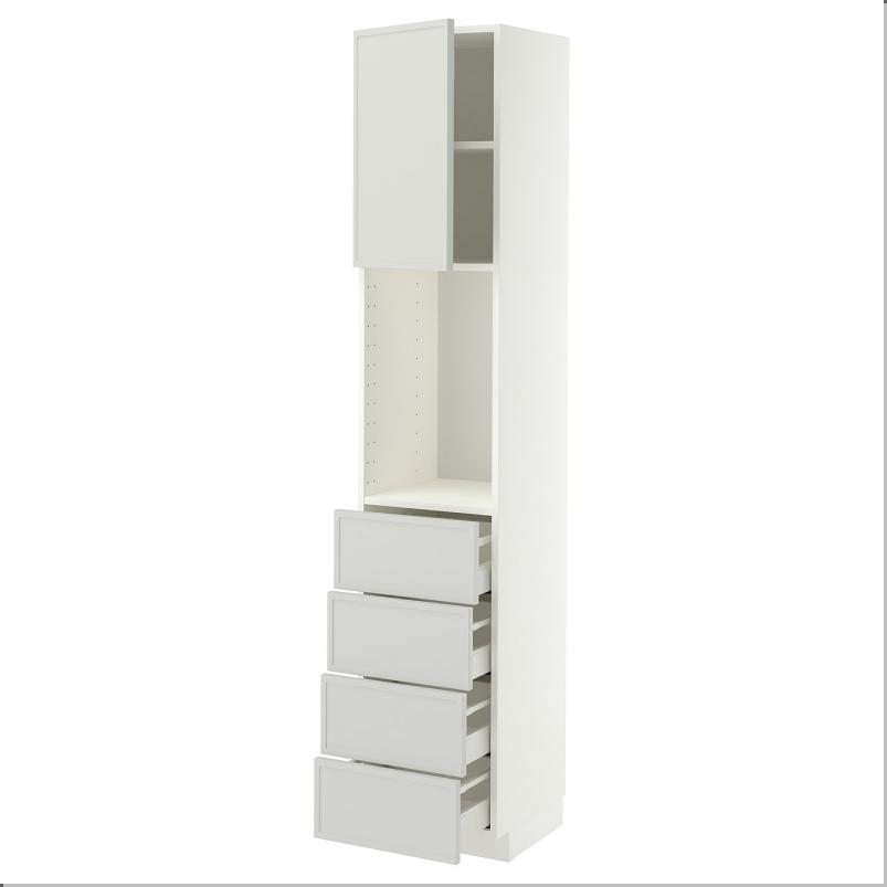 METOD メトード / MAXIMERA マキシメーラ ハイキャビネット 棚板/引き出し4個付き - ホワイト/アスプゥデン ライトグレー 40x41x200cm