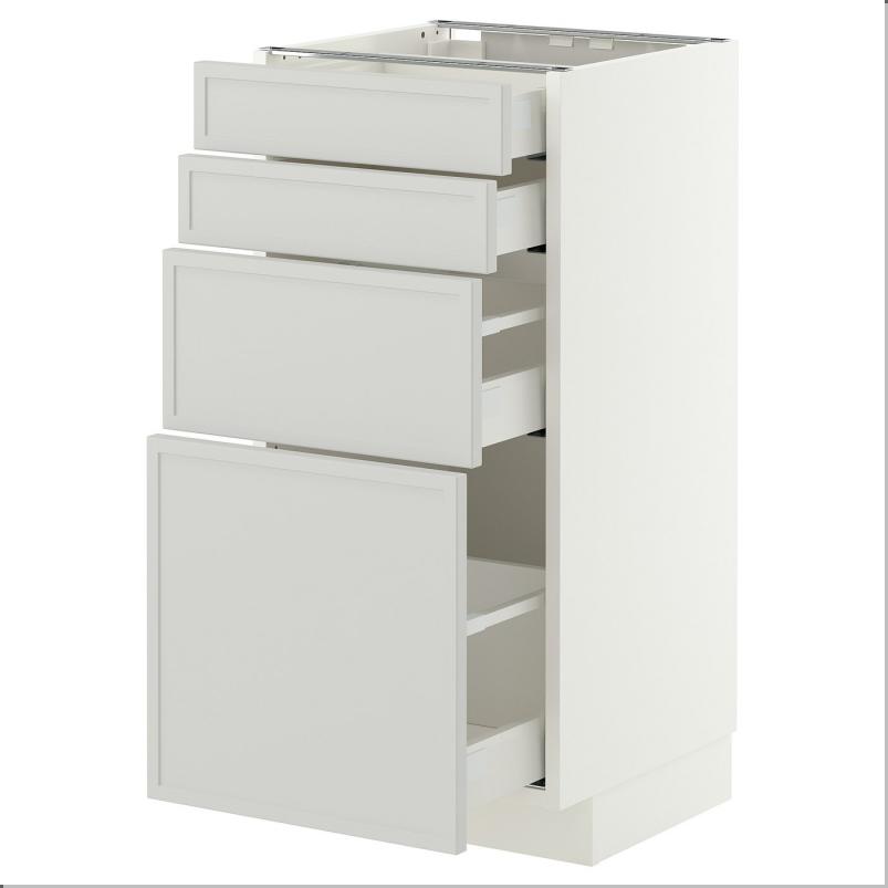 METOD メトード / MAXIMERA マキシメーラ ベースキャビネット 引き出し前部4枚/引き出し4個 - ホワイト/アスプゥデン ライトグレー 40x41x80cm