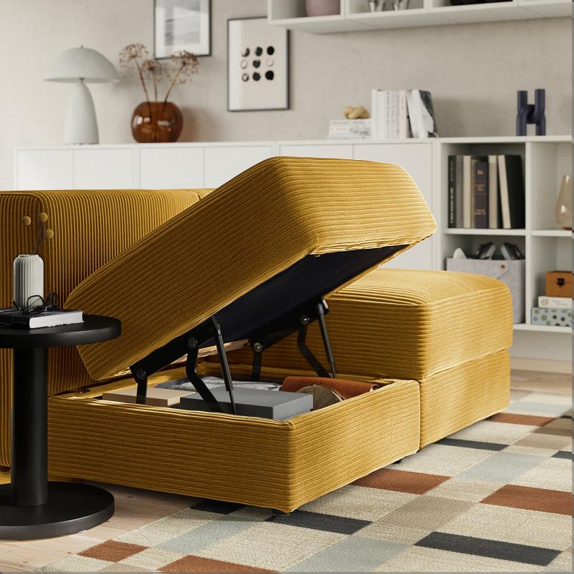 JATTEBO イェッテボ 1人掛けモジュール 収納付き - サムサーラ イエローブラウン