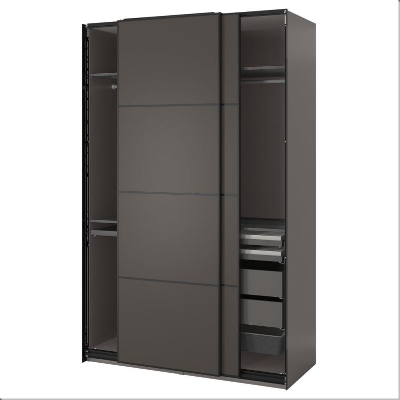 PAX パックス / MEHAMN メーハムン ワードローブコンビネーション - ダークグレー/両面仕様 ダークグレー 150x66x236cm