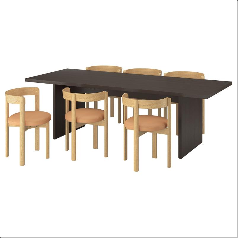 BERGSHYTTAN ベリシタン / STOCKHOLM 2025 ストックホルム 2025 テーブル＆チェア6脚 - ダークブラウン アッシュ材突き板/革 ダークブラウン 240x93 cm