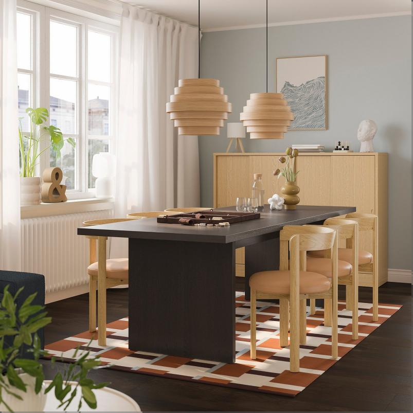 BERGSHYTTAN ベリシタン / STOCKHOLM 2025 ストックホルム 2025 テーブル＆チェア6脚 - ダークブラウン アッシュ材突き板/革 ダークブラウン 240x93 cm