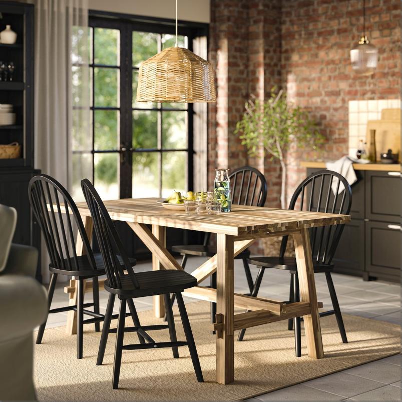 SKOGSTA スコグスタ / SKOGSTA スコグスタ テーブル＆チェア4脚 - アカシア材/ブラック 160x81cm