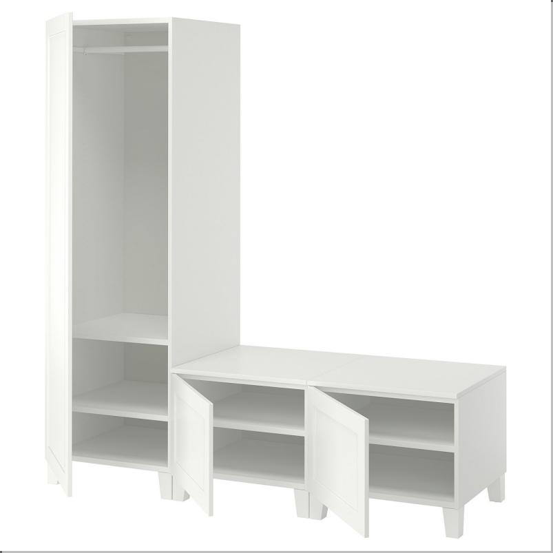 PLATSA プラッツァ ワードローブ 扉3枚付 - ホワイト/サンニダール ホワイト 180x57x191cm