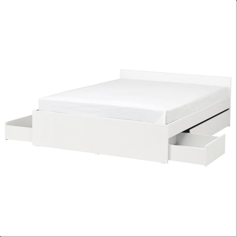 VIHALS ヴィーハルス ベッドフレーム 収納ボックス4個付き - ホワイト/リルヘラン 160x200cm
