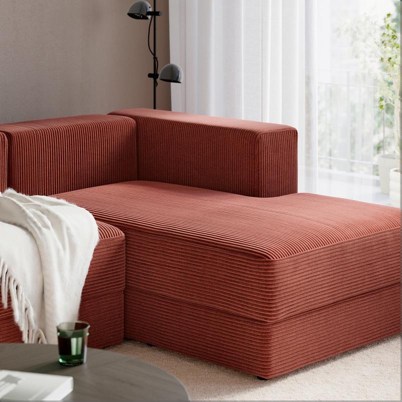 JATTEBO イェッテボ 4人掛けモジュールソファ 寝椅子付き - 右/サムサーラ ブラウンレッド