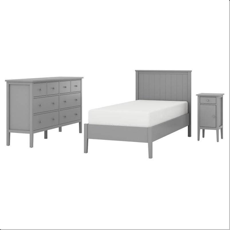 GULLABERG グラベリ ベッドルーム家具3点セット - グレー 90x200cm